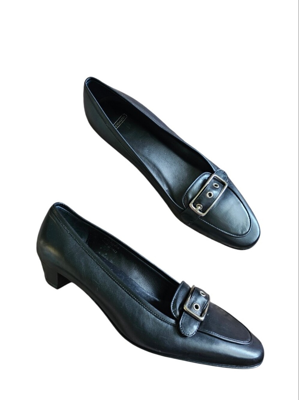 Vintage Coach Kirstie Classic Black Buckle Mid-Heel Kitten Heel Professional